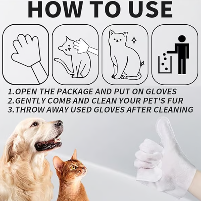 🔥 AEXZR® Rinse-Free Dog Shampoo Mitts – Hypoallergenic Pet Bath Wipes | 6-Pack for Easy Grooming & Sparkling Clean Fur 🐶✨