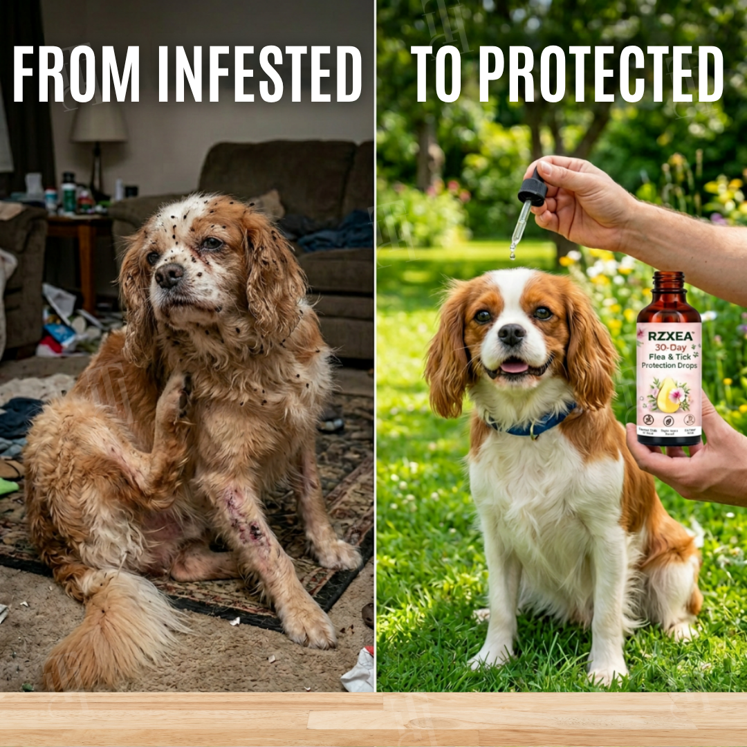 RZXEA™ 30-Day Flea & Tick Protection Drops 🌿 Plant-Based Spot-On | Easy & Effective