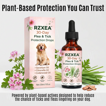 RZXEA™ 30-Day Flea & Tick Protection Drops 🌿 Plant-Based Spot-On | Easy & Effective