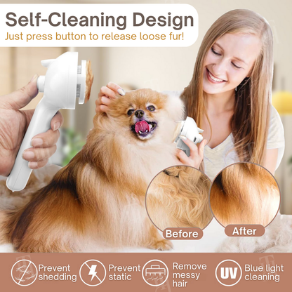 AEXZR® 3-in-1 Blue Light Pet Comb 🧬 Sanitizes, Massages & Desheds | Reduces Odor & Static