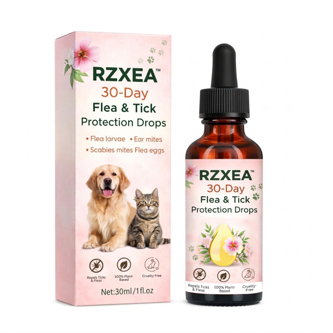 RZXEA™ 30-Day Flea & Tick Protection Drops 🌿 Plant-Based Spot-On | Easy & Effective