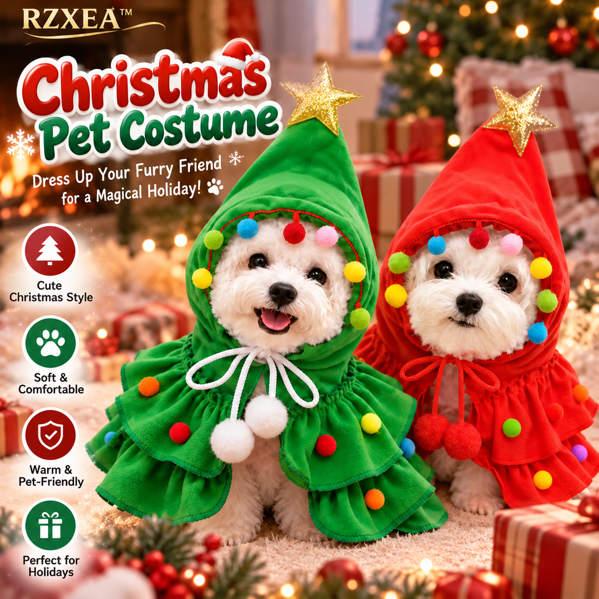 🎄 Christmas Tree Pet Costume – Cozy Winter Dog & Cat Outfit
