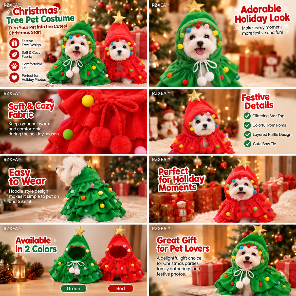 🎄 Christmas Tree Pet Costume – Cozy Winter Dog & Cat Outfit